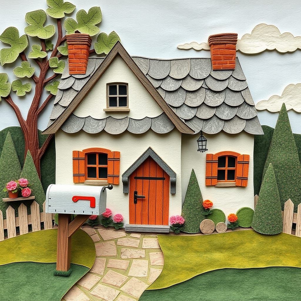 Layered Paper Country House With Matching Mailbox