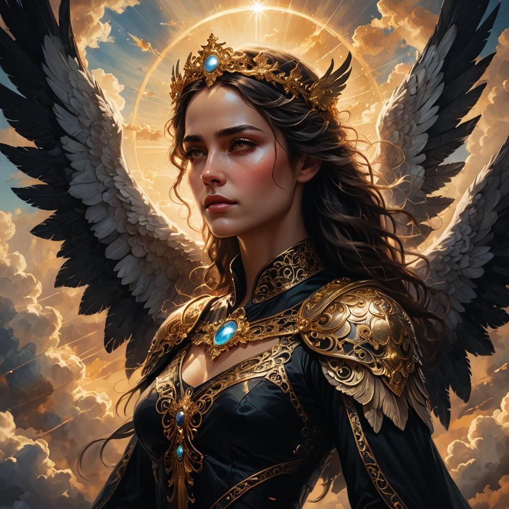 Heavenly Dark Angel in Ethereal Concept Art