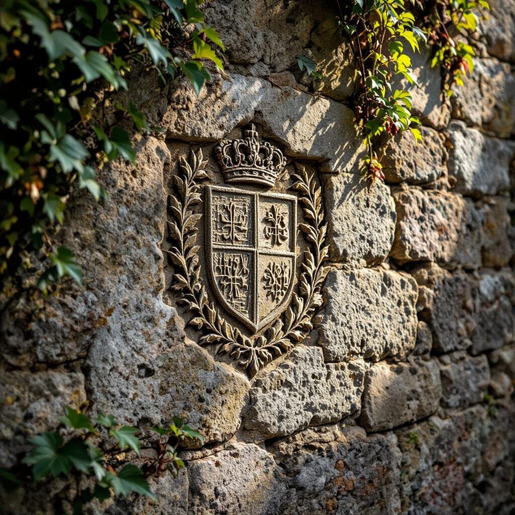 Ancient Stone Castle Wall with Engraved Logo