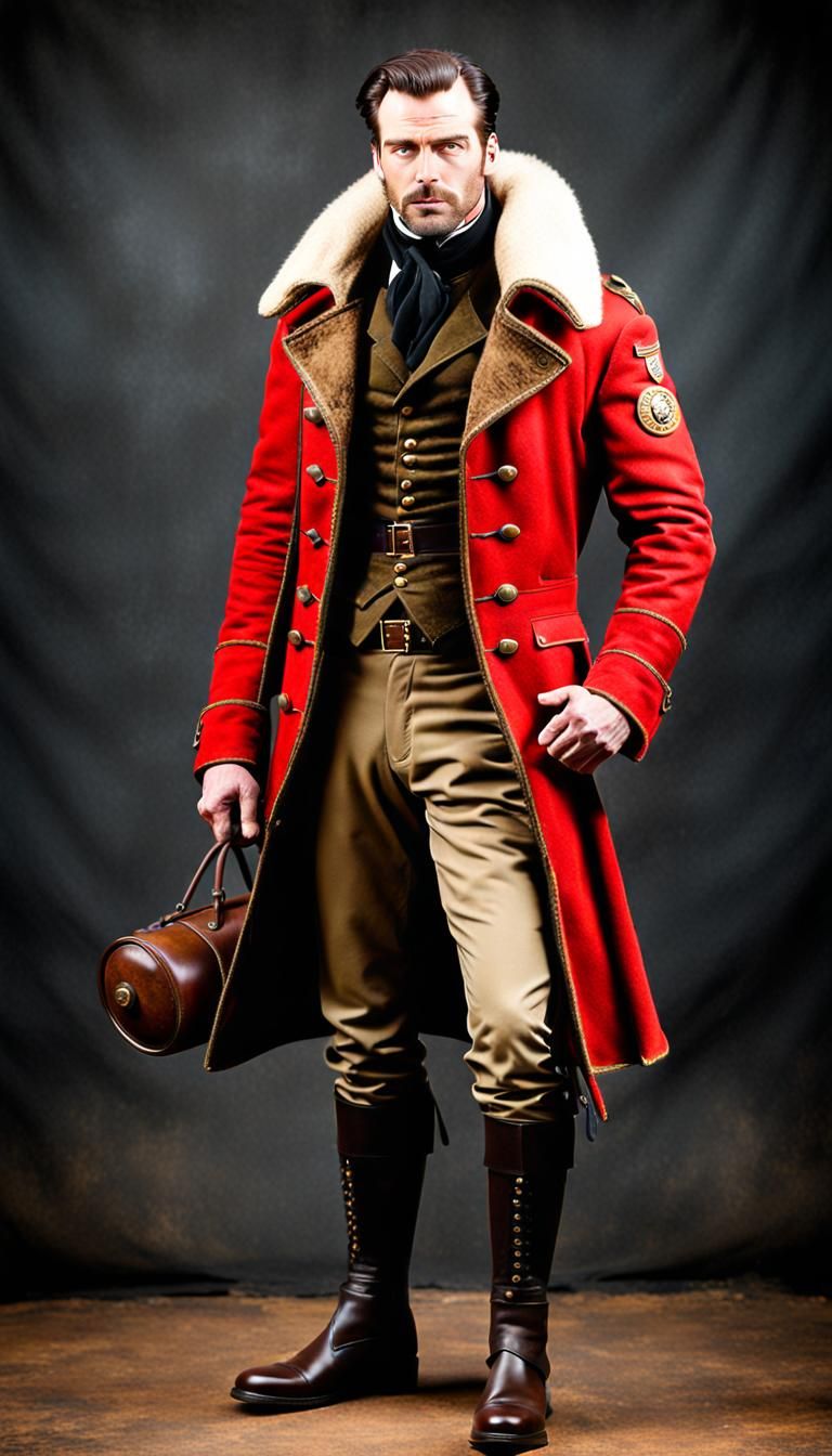 Steampunk British Officer in Flying Jacket