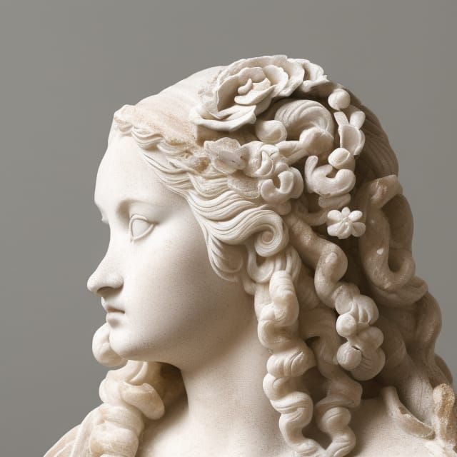 Anime Woman Marble Sculpture in Roman Art Style