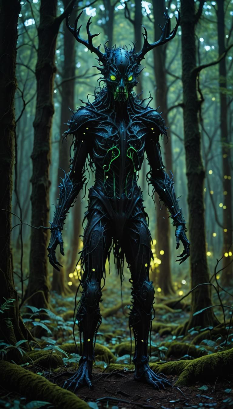 anthropomorphic creature, Bioluminescent Forest