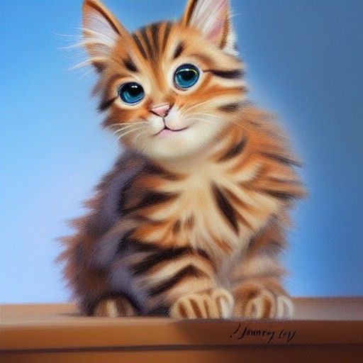 Cute Kitten as Photorealistic Pixar Oil Painting