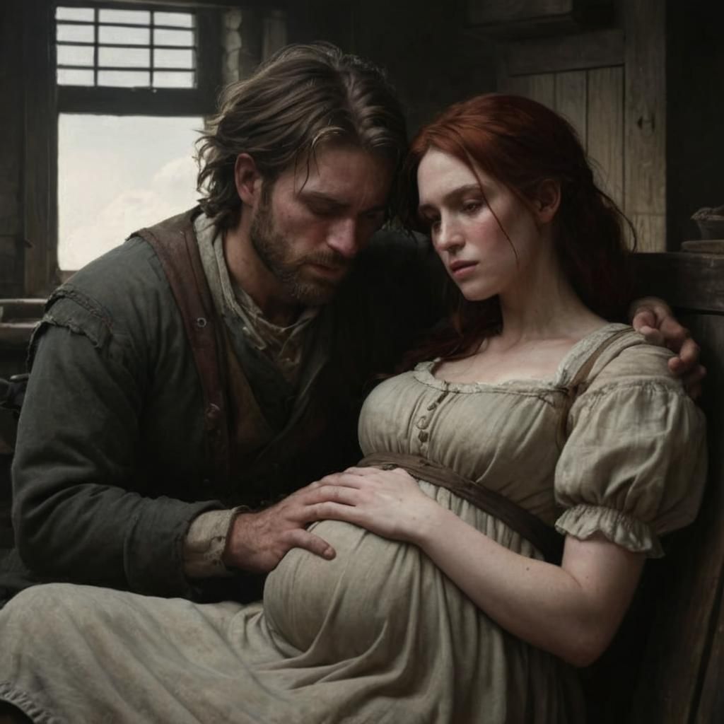 Loving Peasant Couple in Hyperrealism Style