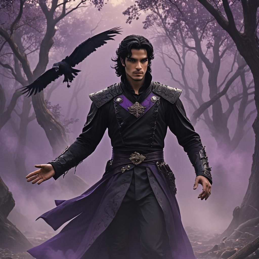 Fantasy Prince Commanding Shadows in Cinematic Style