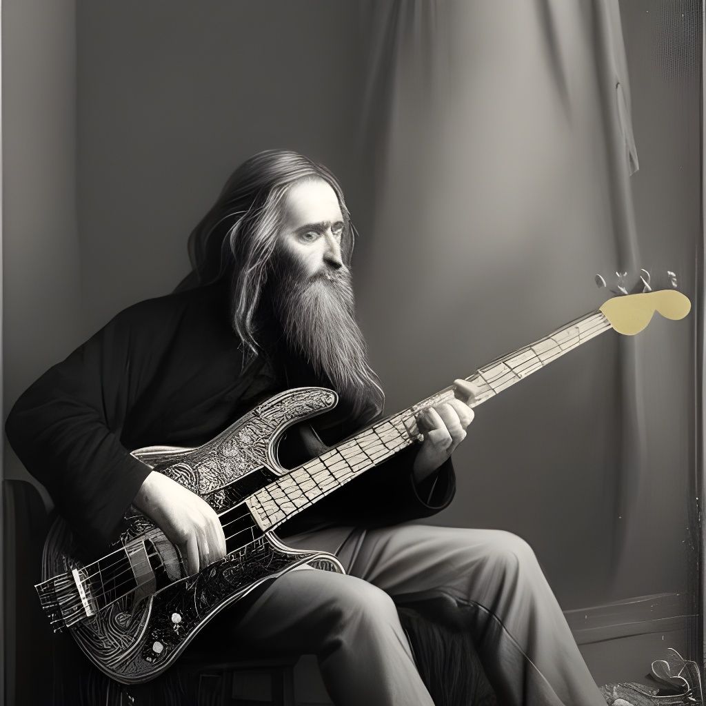 Detailed Portrait of Old Man Playing Bass
