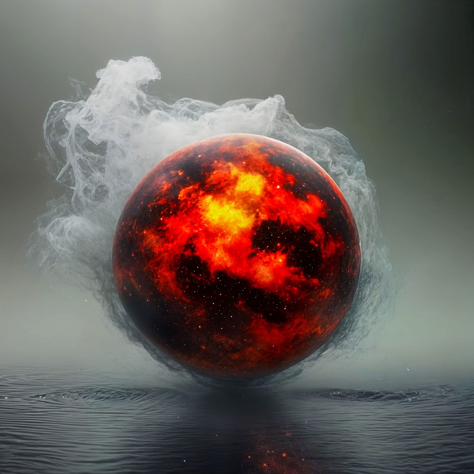 Vibrant Glass Ball Supernova in Realistic Photo Style