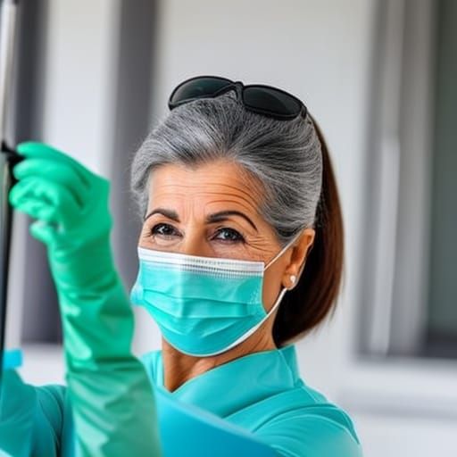 Close-Up of Elderly Dentist in Green Gloves