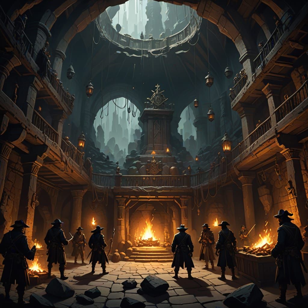 Fantasy Cave System with Pirates and Hidden Treasure