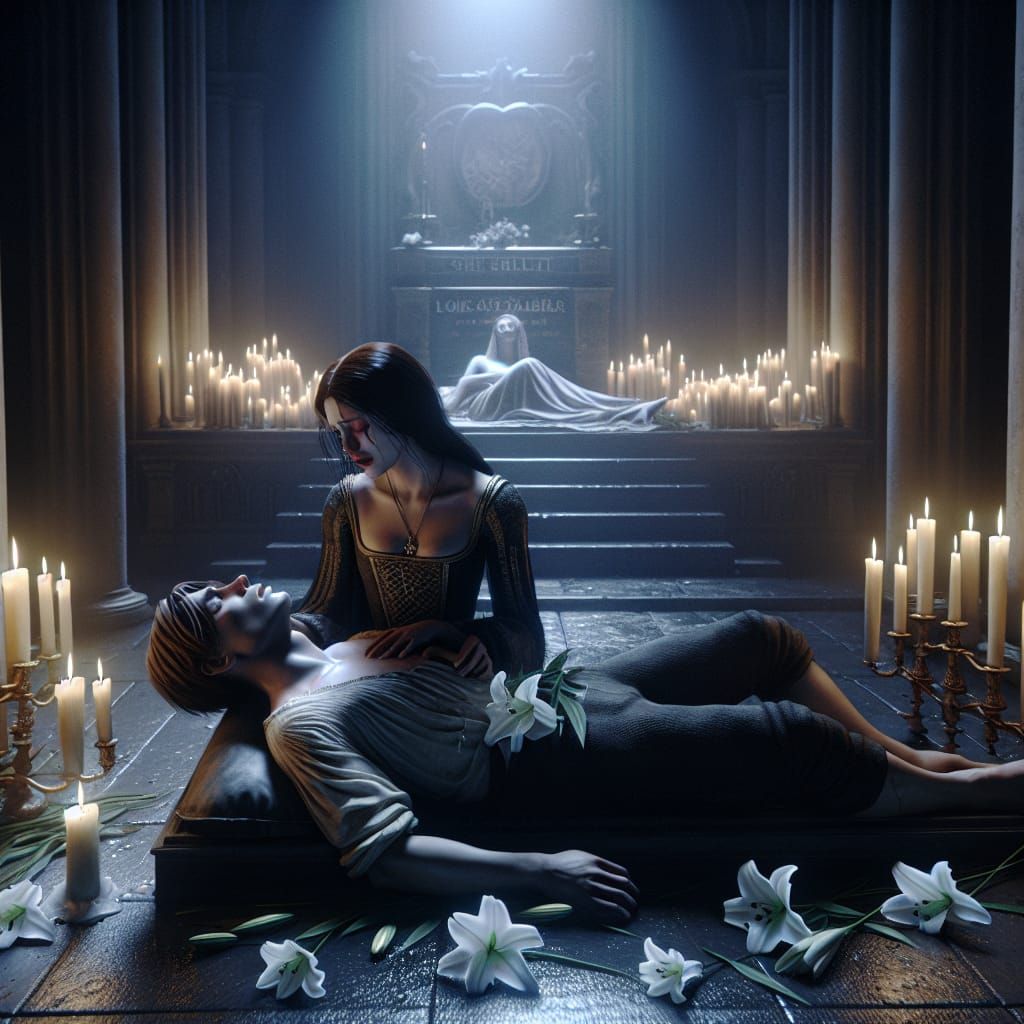 Mausoleum Scene: Juliet Mourns Romeo