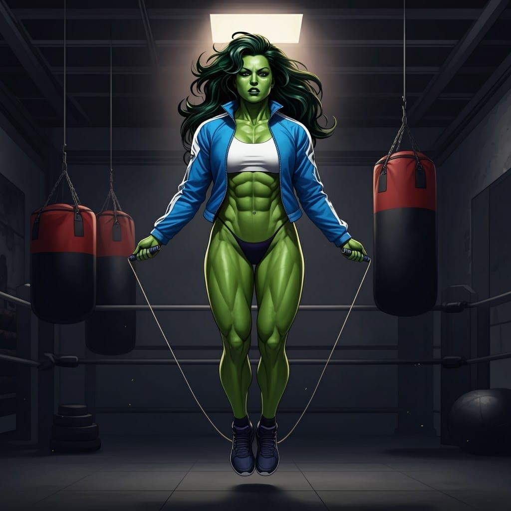She-Hulk Jumps Rope in Gritty Boxing Gym