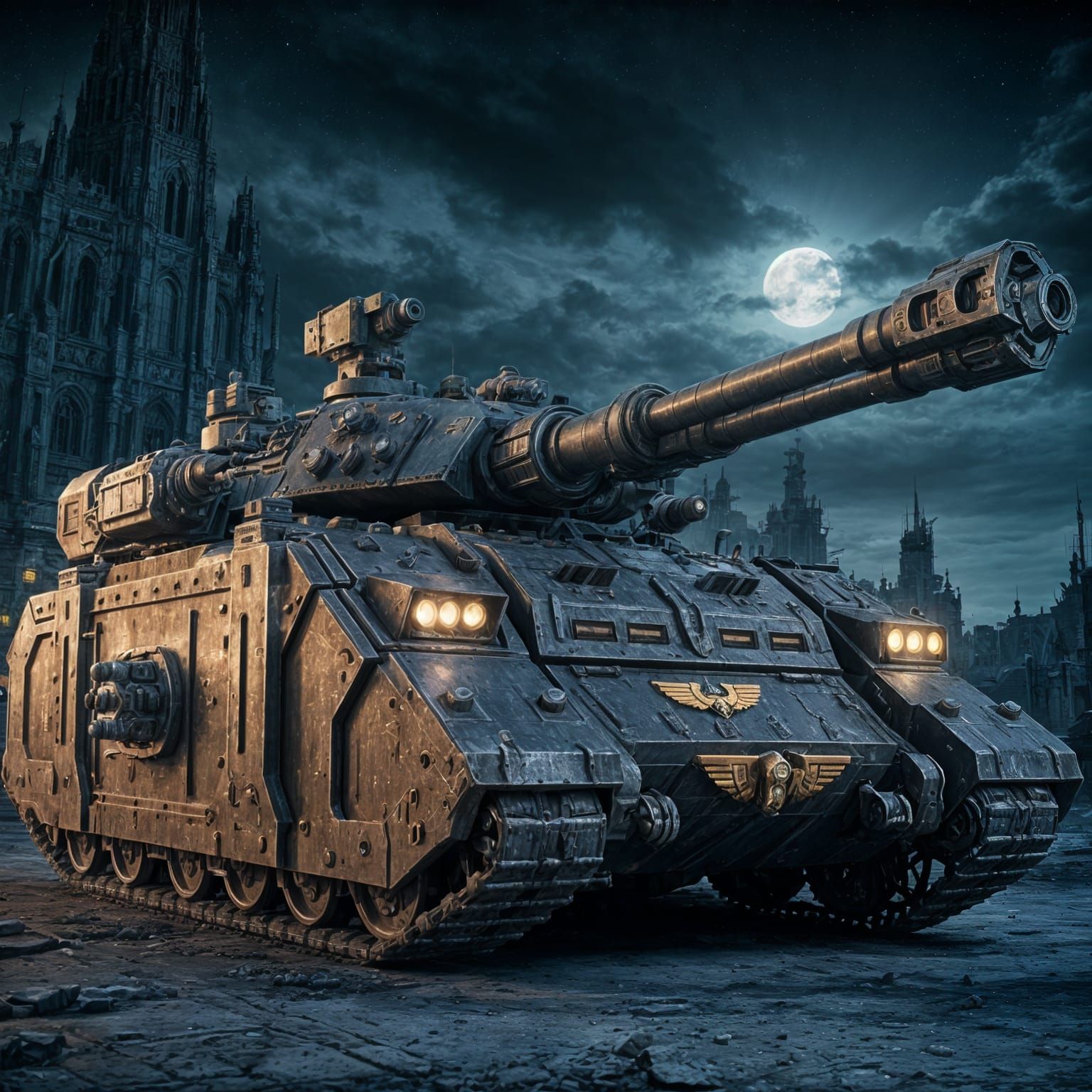 Warhammer 40k Baneblade Tank in Ruined City