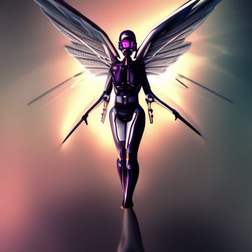 Hyperrealistic Cyborg Angel Concept Art in 8K