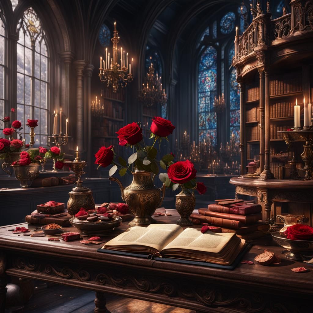 Beauty and the Beast Still Life in Detailed Matte Painting