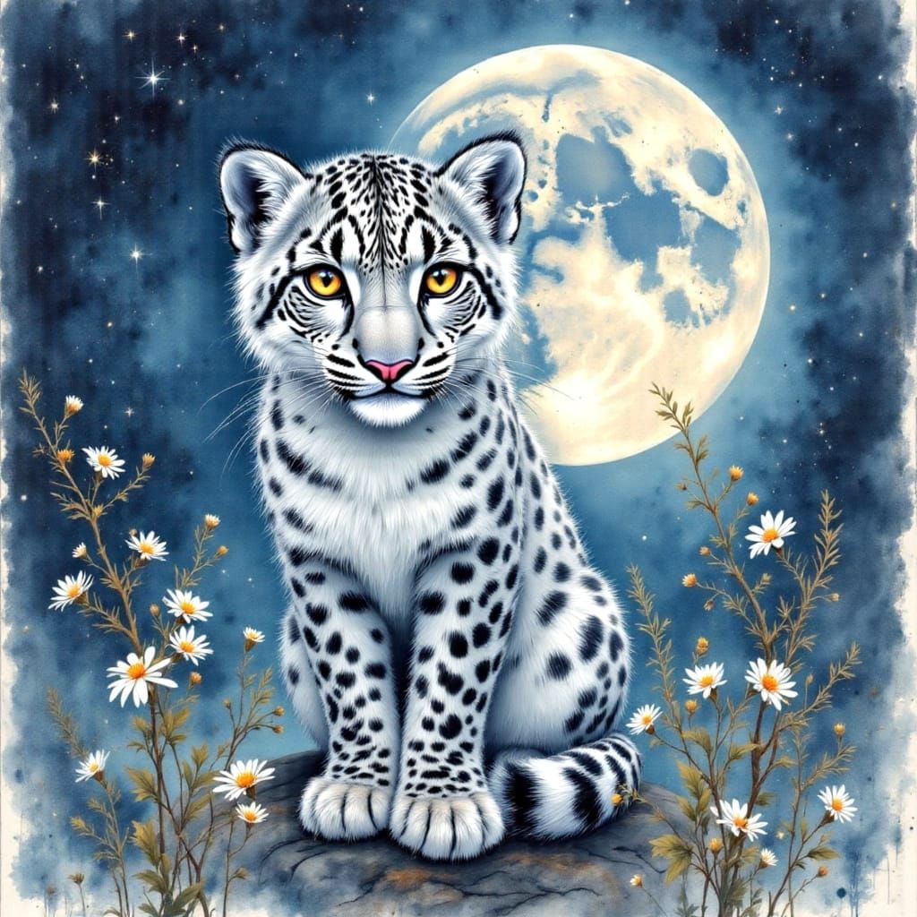 Moonlight Snow Leopard