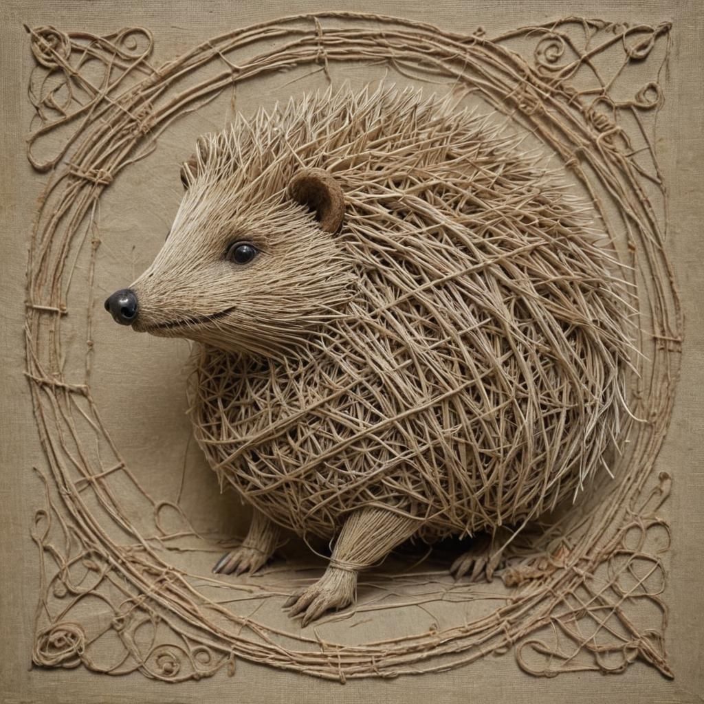 String Hedgehog Gazing at Runes, Constructivist Style