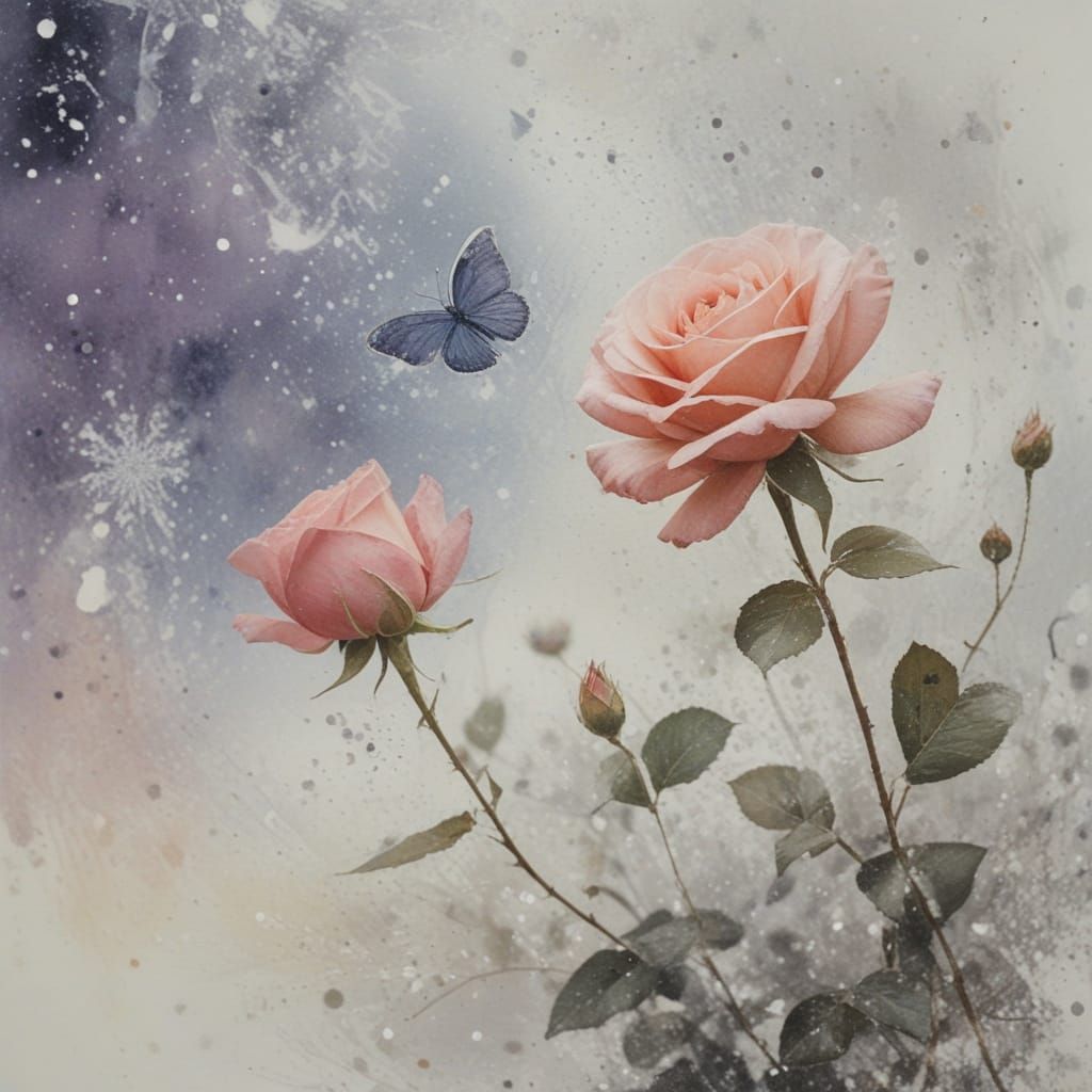 The Last Rose in a Snowy Garden