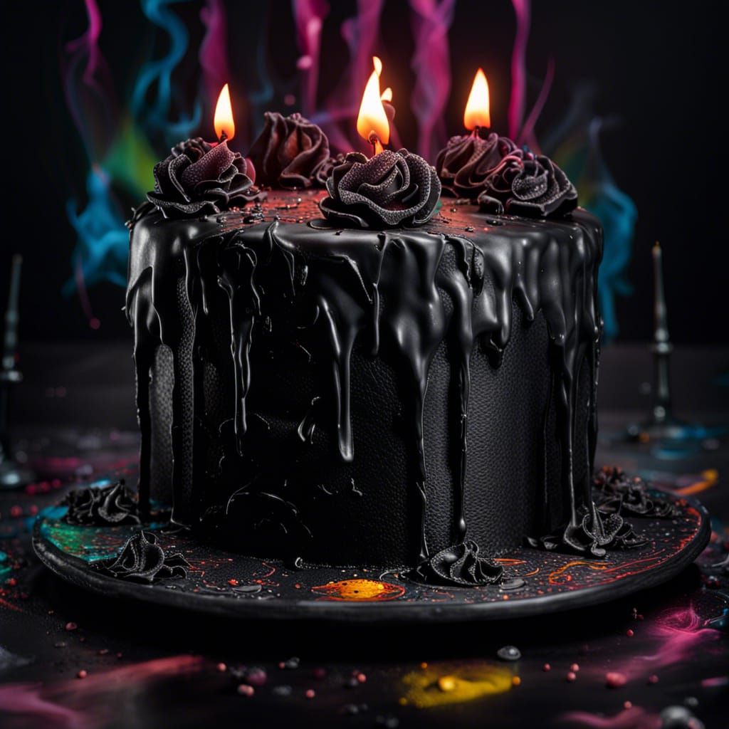 Hyperrealistic Gothic Heavy Metal Cake with Candle