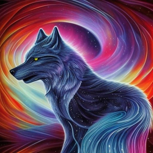 Cosmic Wolf on a Lonely Winter Road