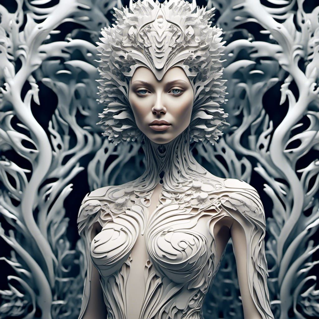 Rice Paper Woman in Scandinavian Forest Design