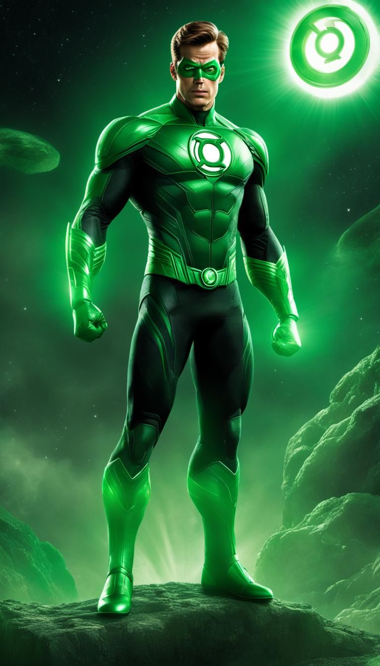 Green Lantern Hal Jordan in Hyperrealistic Comic Style