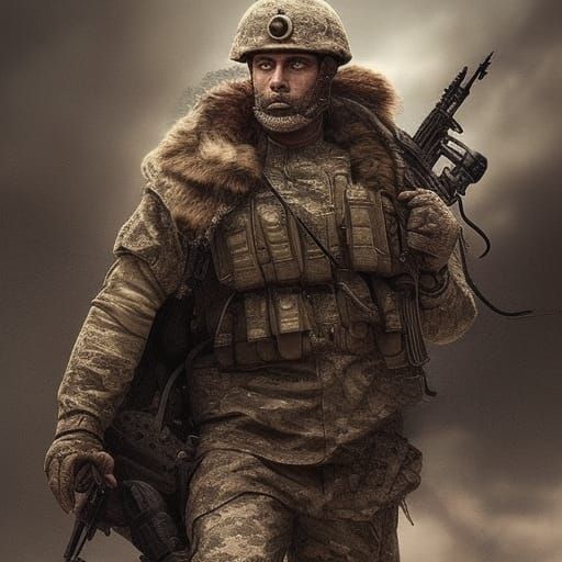 Epic Soldier in a Dramatic Digital Painting