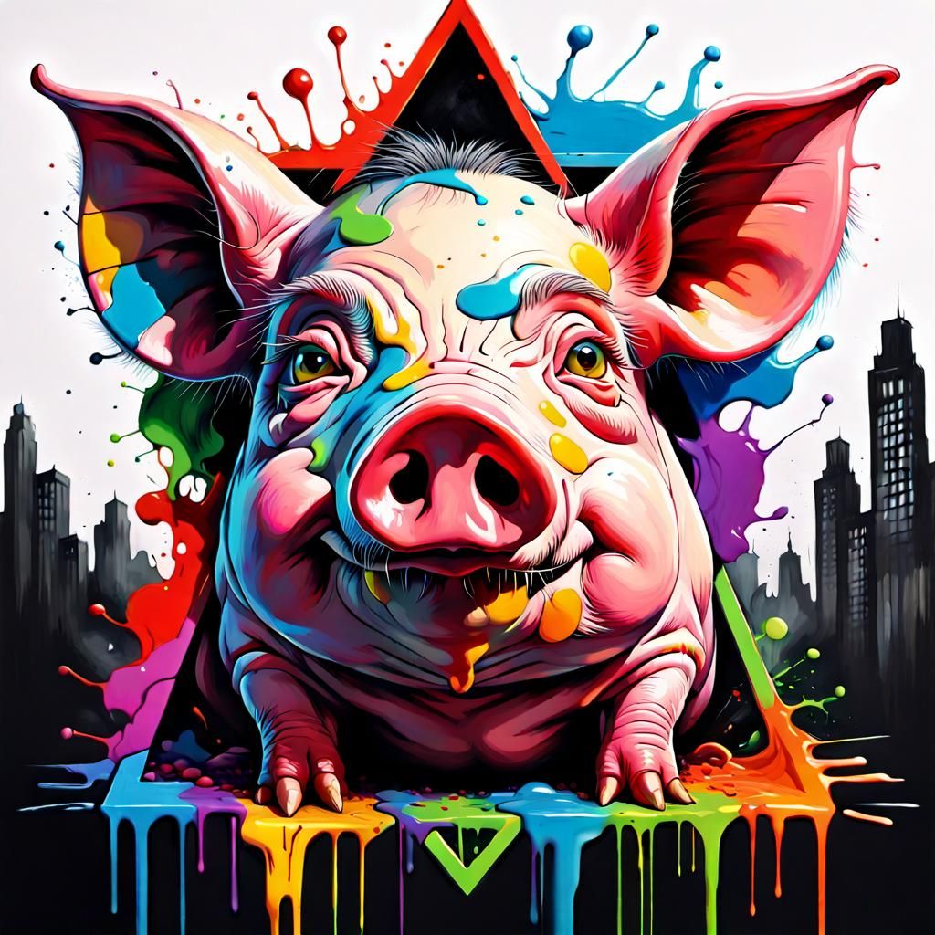 pig of the humanity dystopian world, that reveals the inner explorations of evil, bad evil triangle system, weird and Wh...