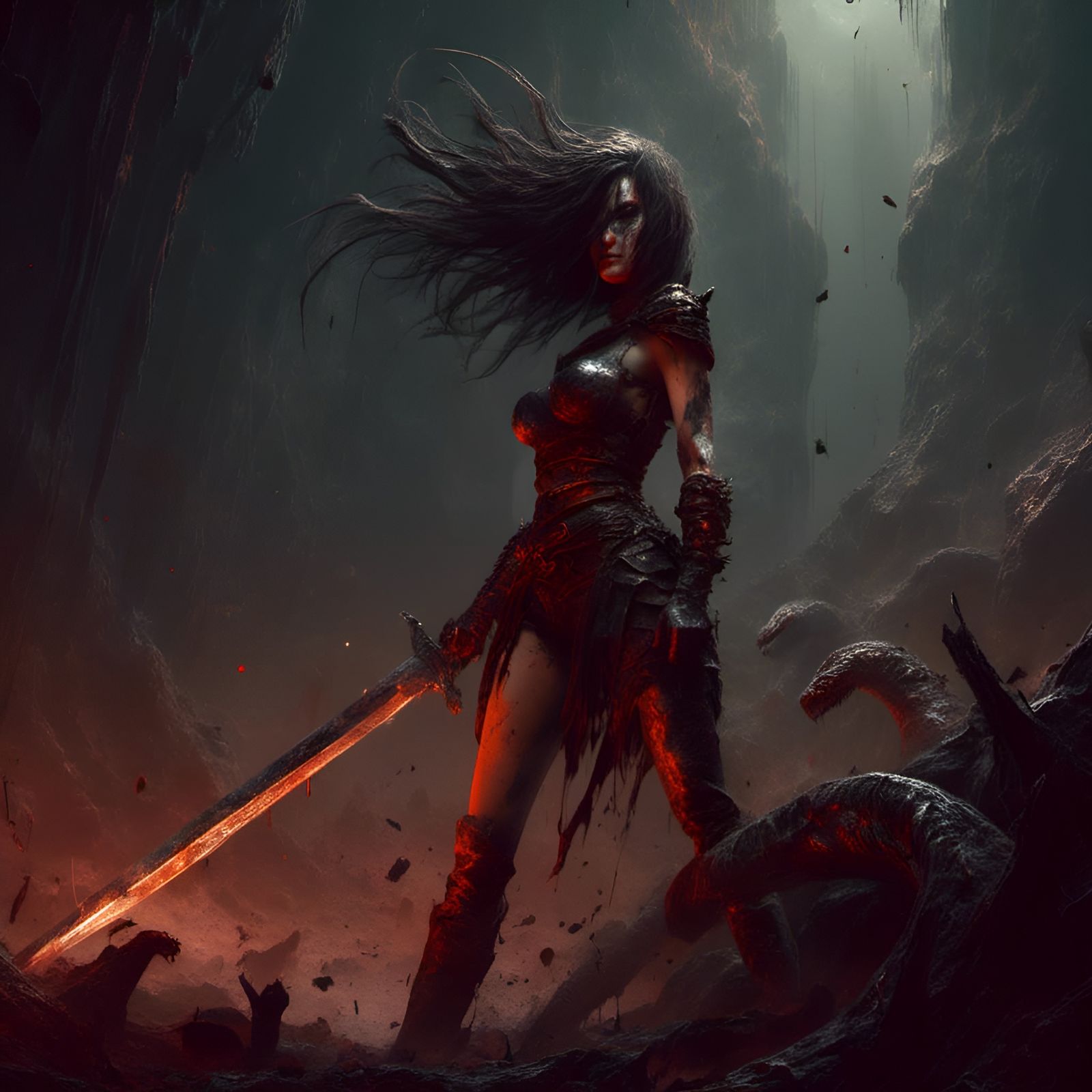 Epic Battle: Warrior Versus Giant Worm