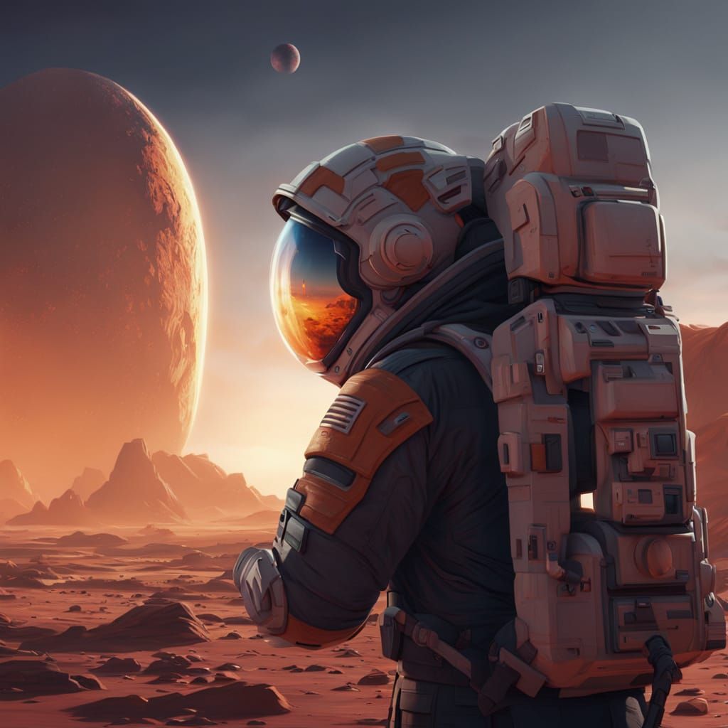 Artist Paints Martian Sunset From Minimalist Habitat