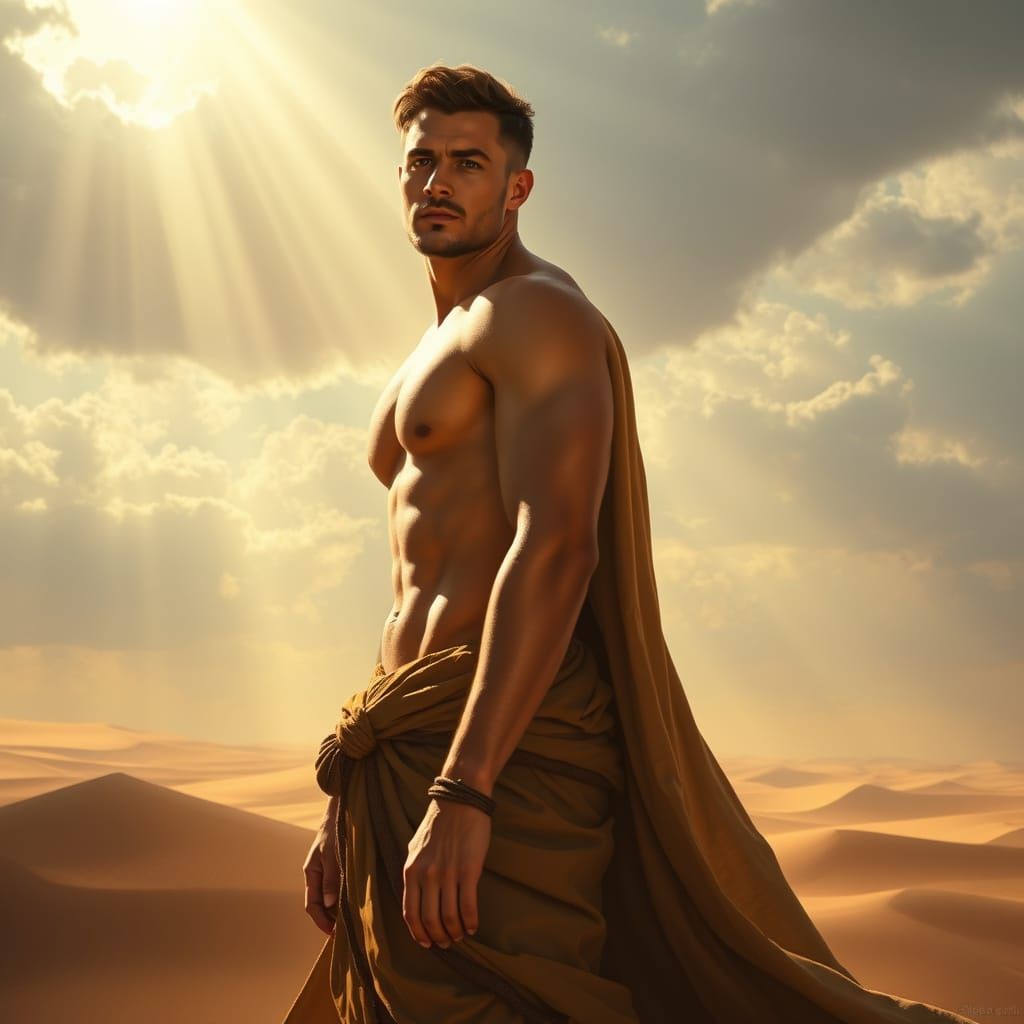 Chiseled Desert Warrior in Divine Light