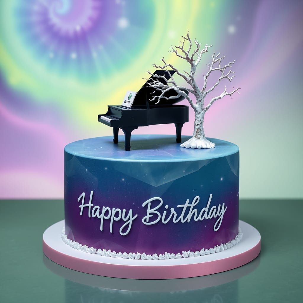 Vibrant Northern Lights Cake in Deep Fantasy Style