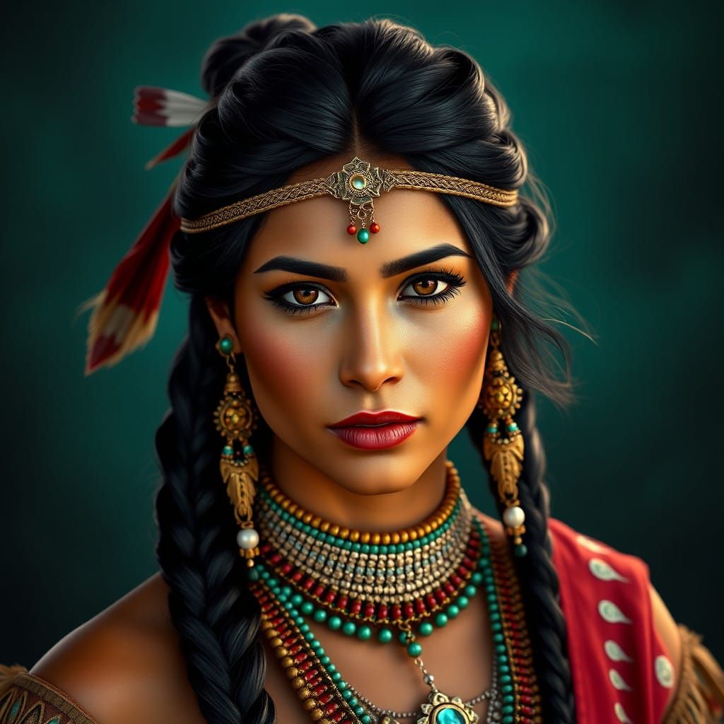 Regal Cherokee Princess in Traditional Attire