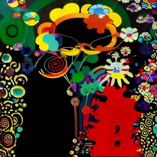 Psychedelic Garden with Geometric Shapes in Surreal Style