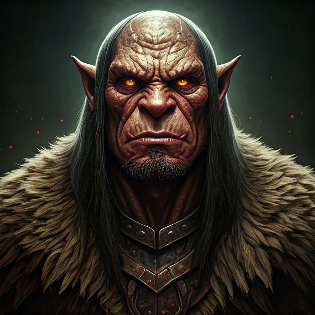 Medieval Dark Fantasy Half Ogre in Hide Armor