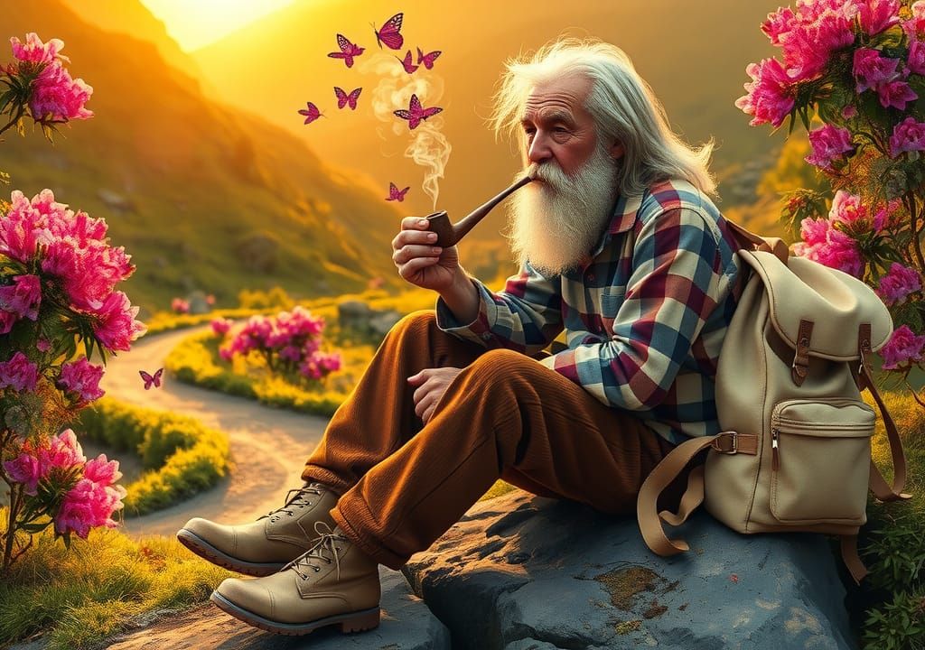 Elderly Man Resting, Folk Art Impressionism