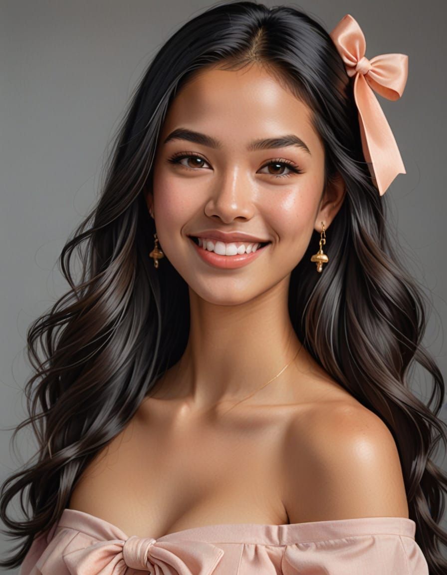 Hyperrealistic Portrait of a Smiling Dominican Woman