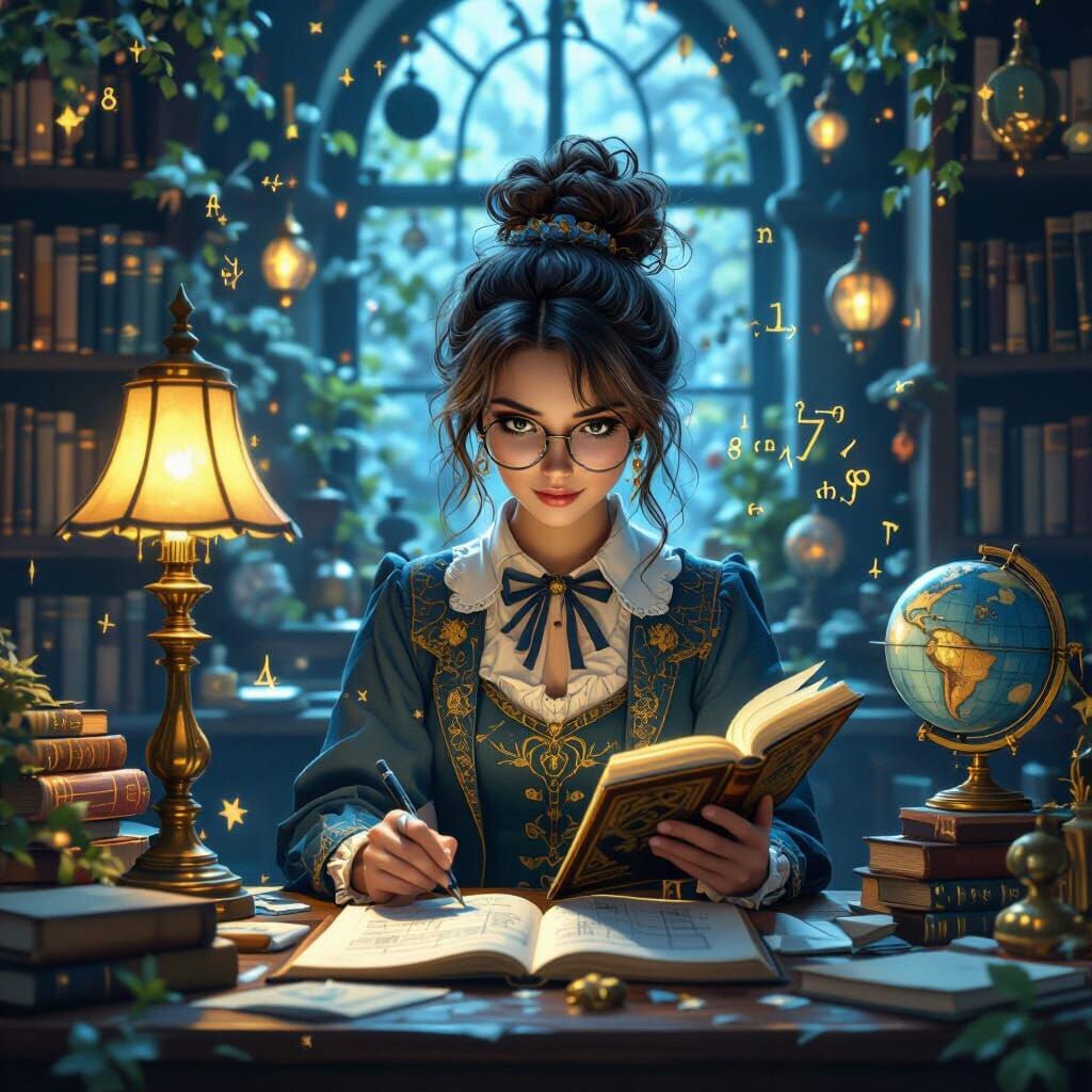 Whimsical Tutor in Fantasy Setting: Matte Painting Style