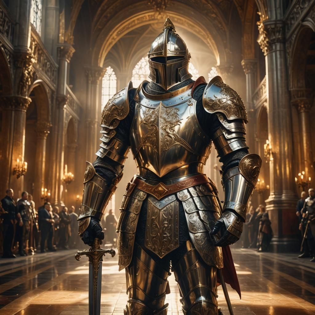 Heroic Knight in Shining Armour in Grand Hall