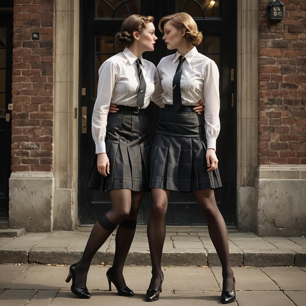 Cinematic Kiss: Lingerie and Schoolgirl Uniform