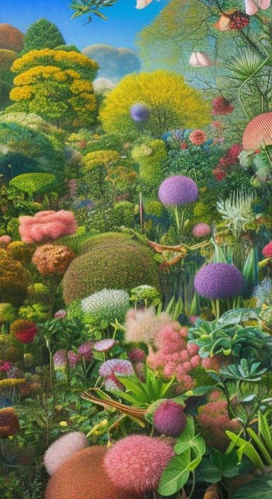 Spring Garden Mycelium Network in Warped Perspective