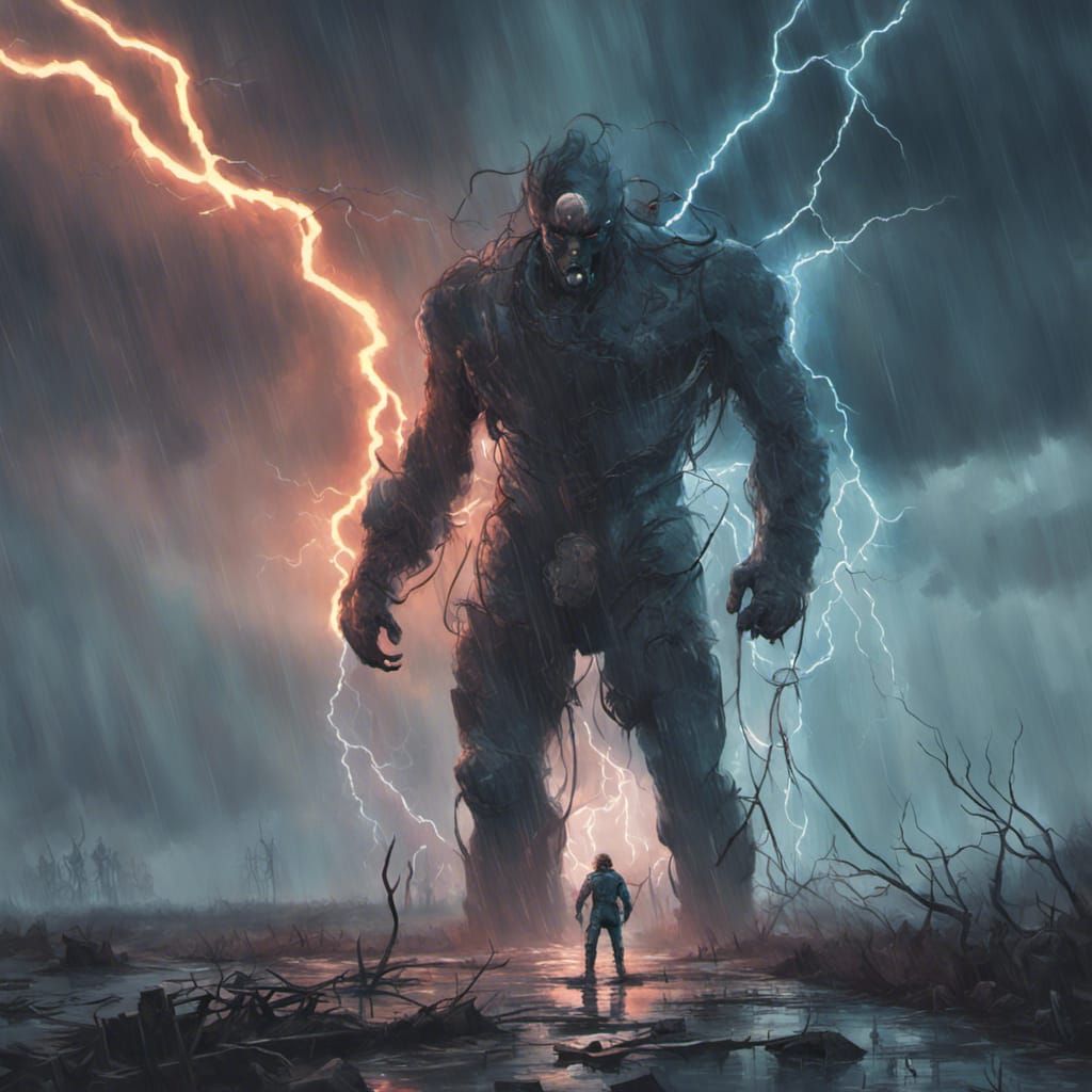 16k resolution, art by Giuseppe Dangelico Pino, Simon Stålenhag, and Jordan Grimmer. An elemental warrior, body cracklin...