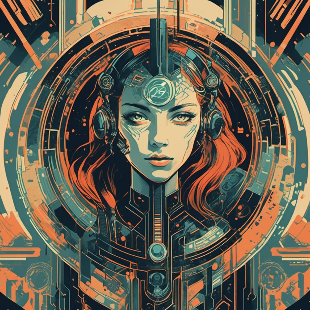 Cyberpunk Art Deco Carte-de-Visite in Cyberpunk Style