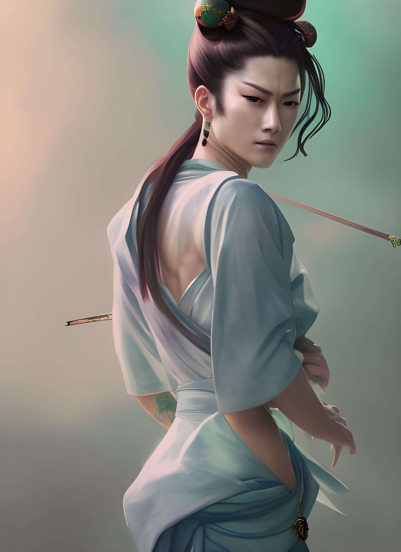 Yakuza Warrior Queen Portrait in Hyperdetailed Style