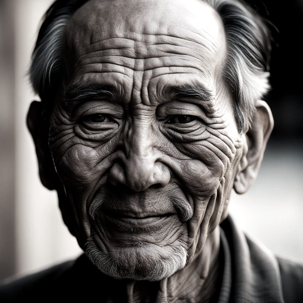Smiling Asian Man Portrait with Ambient Lighting
