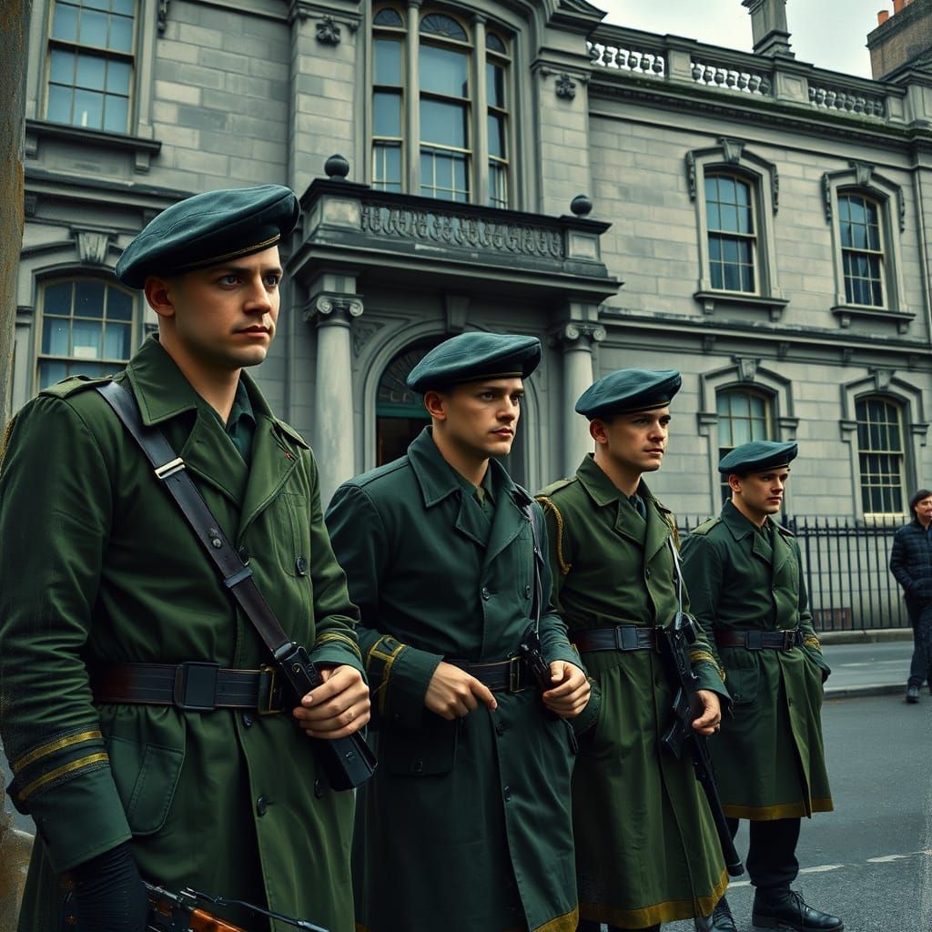 IRA Fighters in Dublin: Cinematic Georgian Scene