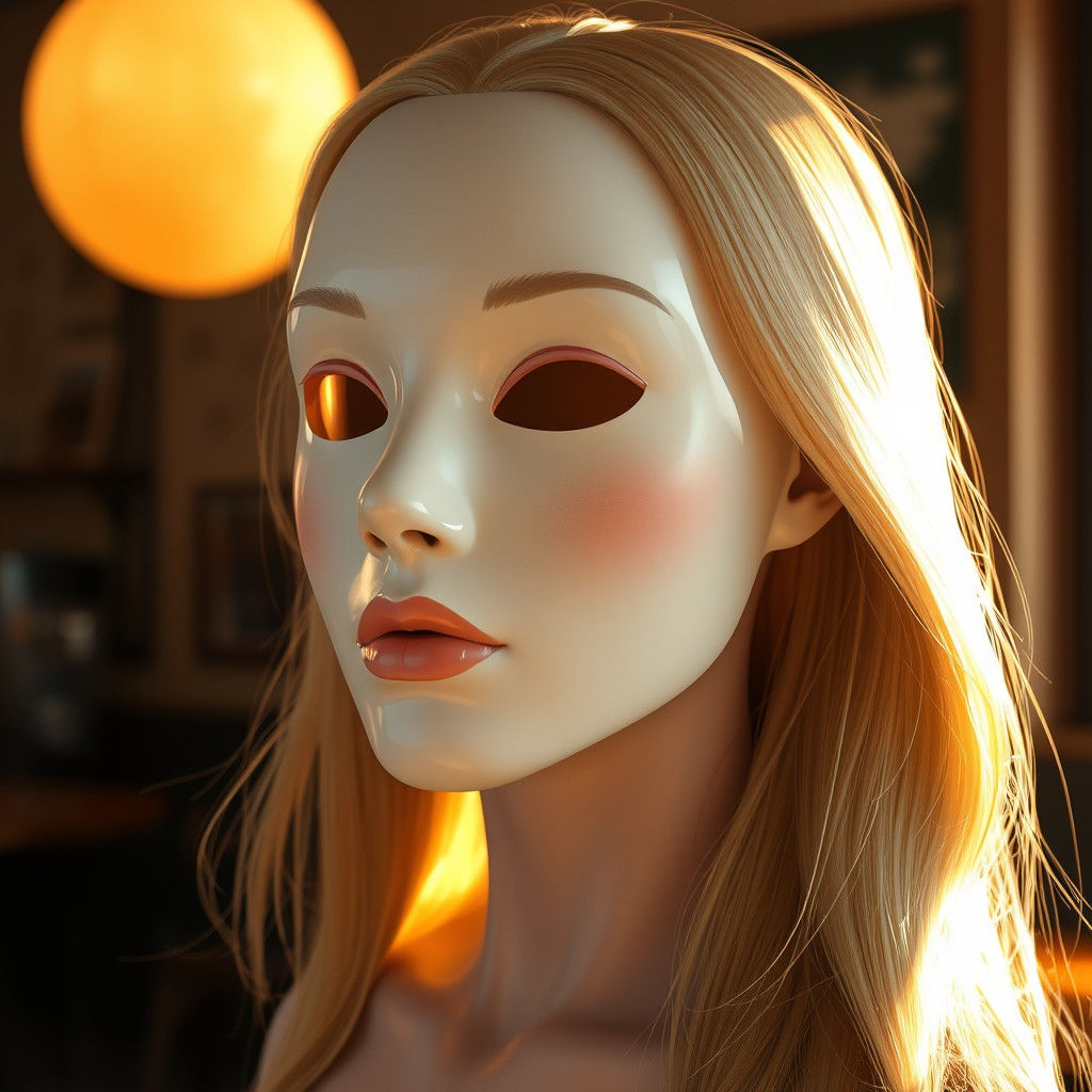 Elegant Female Mask Portrait in Golden Light