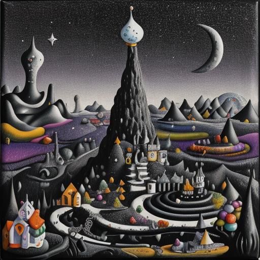 Surreal Naive Art: Black and White Candyland