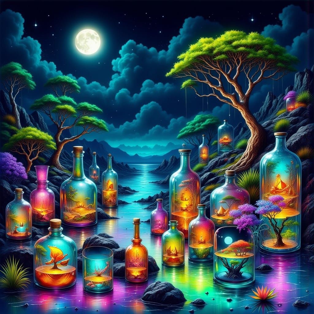 Neon Glass Worlds on the Atlantic Ocean