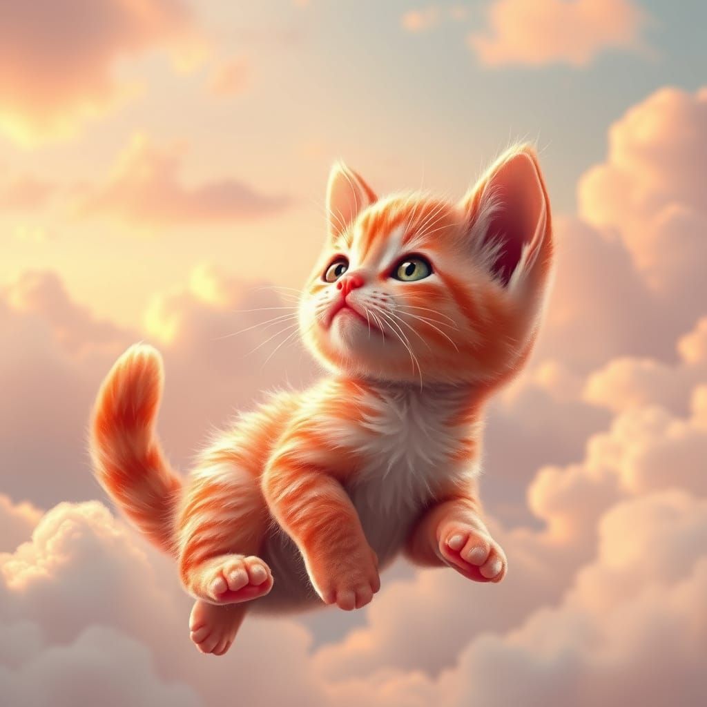 Strawberry Kitten's Dream: Magical Realism Art