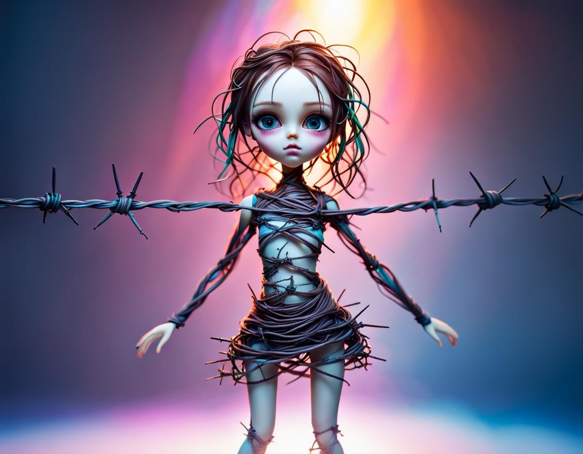 Googly Eyed Barbed Wire Dolls: Hyperrealistic Family Photo